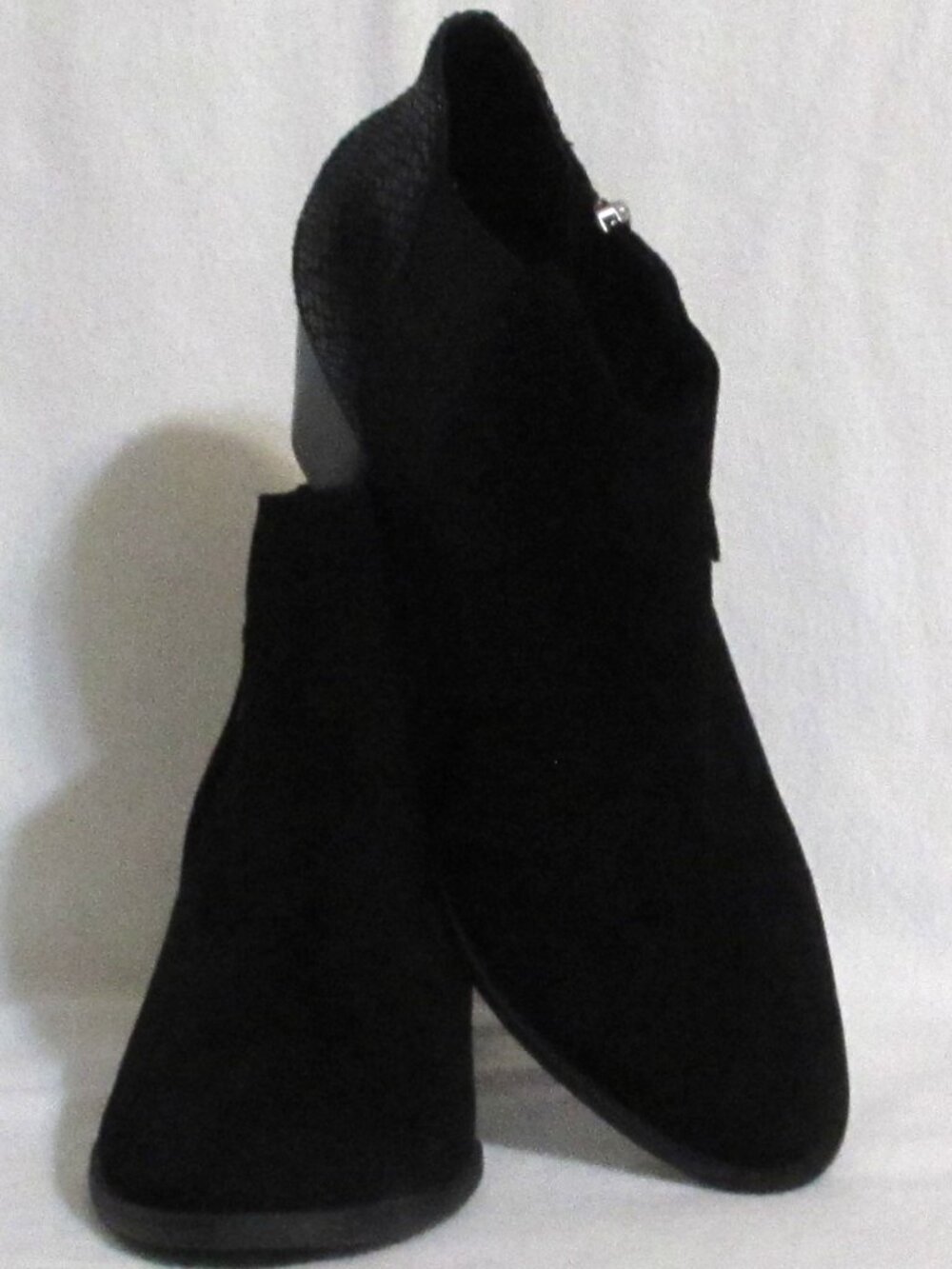 Womens Ladies VIONIC Black Suede & Faux Snake Ankle Heels Boots 8.5 M Orig $190